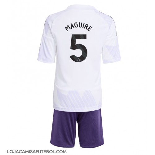 Camisa de Futebol Manchester United Harry Maguire #5 Equipamento Secundário Infantil 2025-26 Manga Curta (+ Calças curtas)
